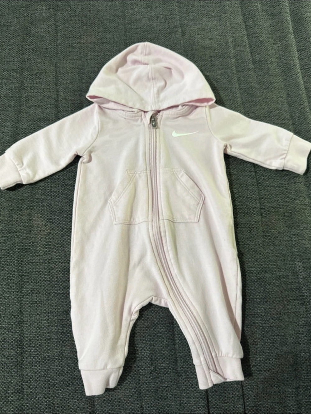Nike Light Pink Hooded Baby Zip One-Piece Footie